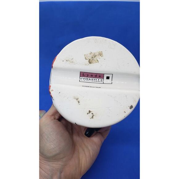 Lynda Corneille Blue Sky 2008 Polka Dot Chicken Jar Signed Ceramic Art Rooster - Picture 7 of 16